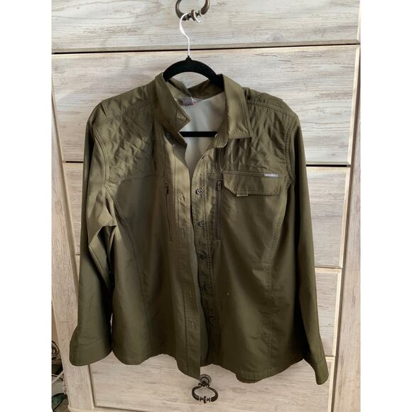 Eddie Bauer Olive Green Moisture Wicking Hiking Shirt XL - Picture 1 of 3